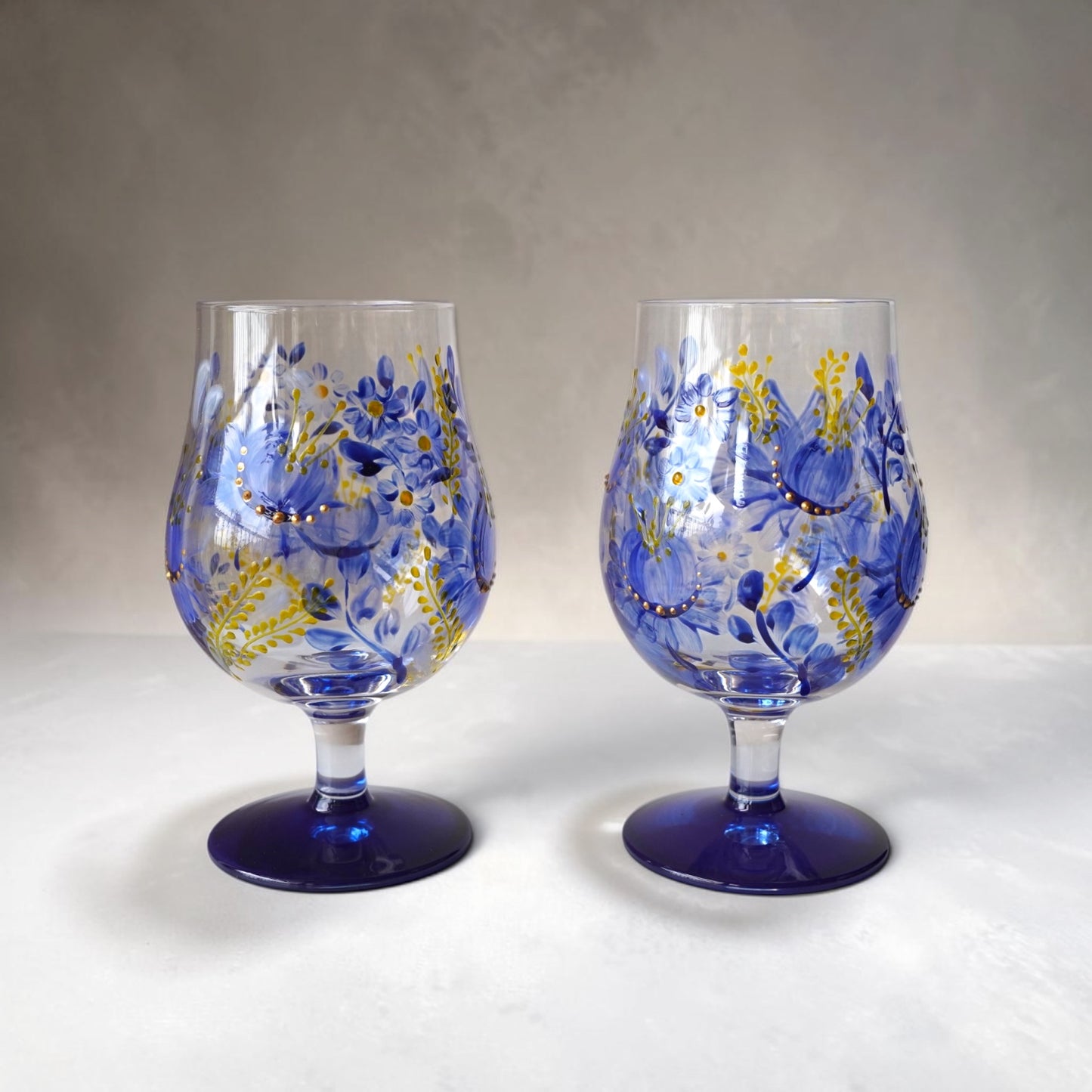 東欧風花柄 ビアグラス・ブルー