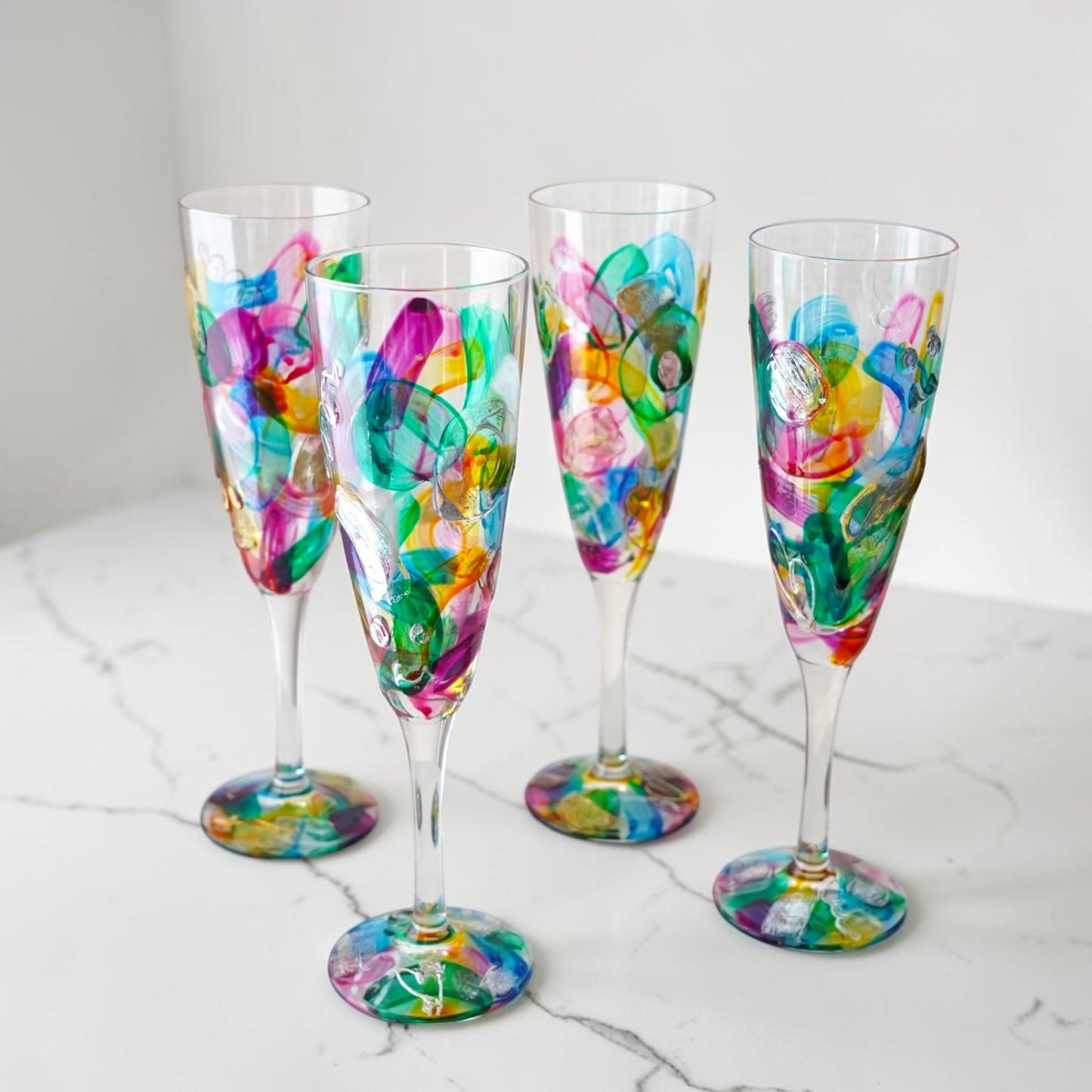 Doodle happy champagne glass
