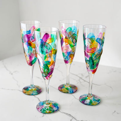 Doodle happy champagne glass