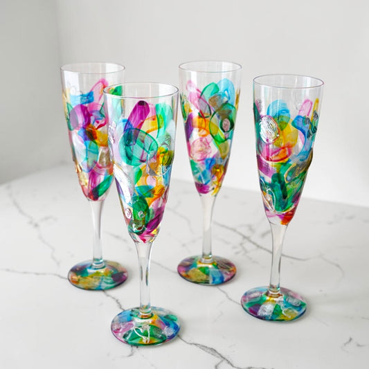 Doodle happy champagne glass