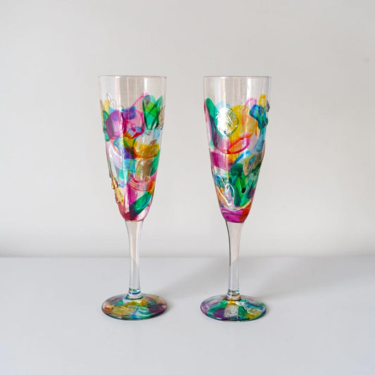 Doodle happy champagne glass